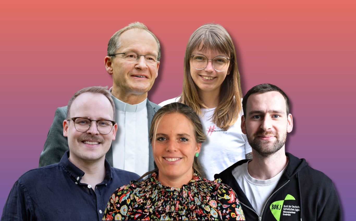 Fotomontage mit Portraits von Menschen