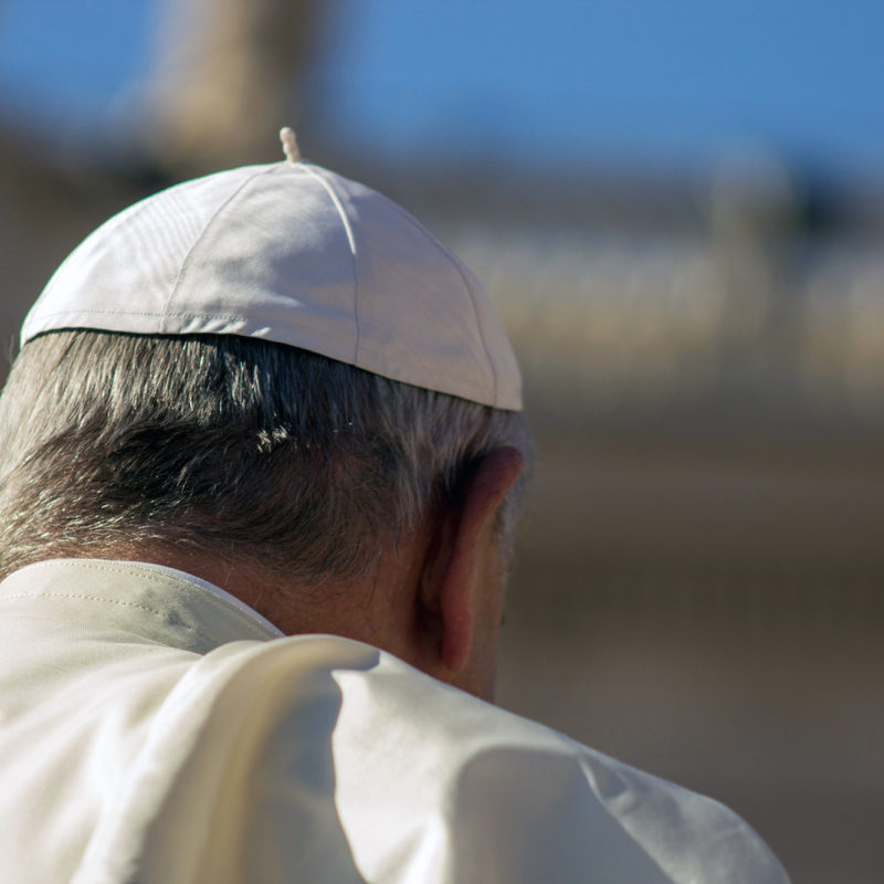 Papst Franziskus von hinten