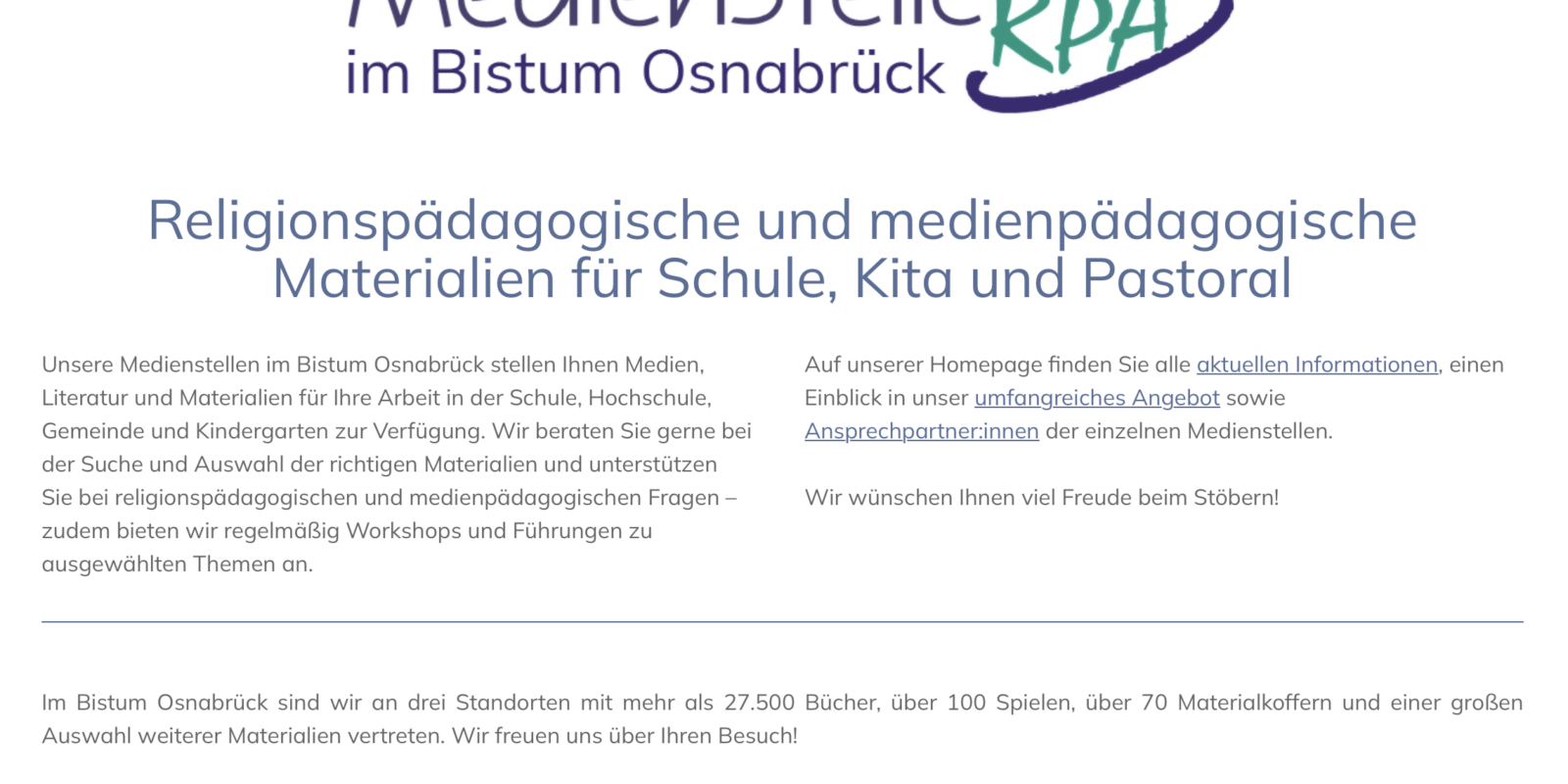 Neue Homepage zum 50-jährigen Bestehen der RPA/ Medienstelle