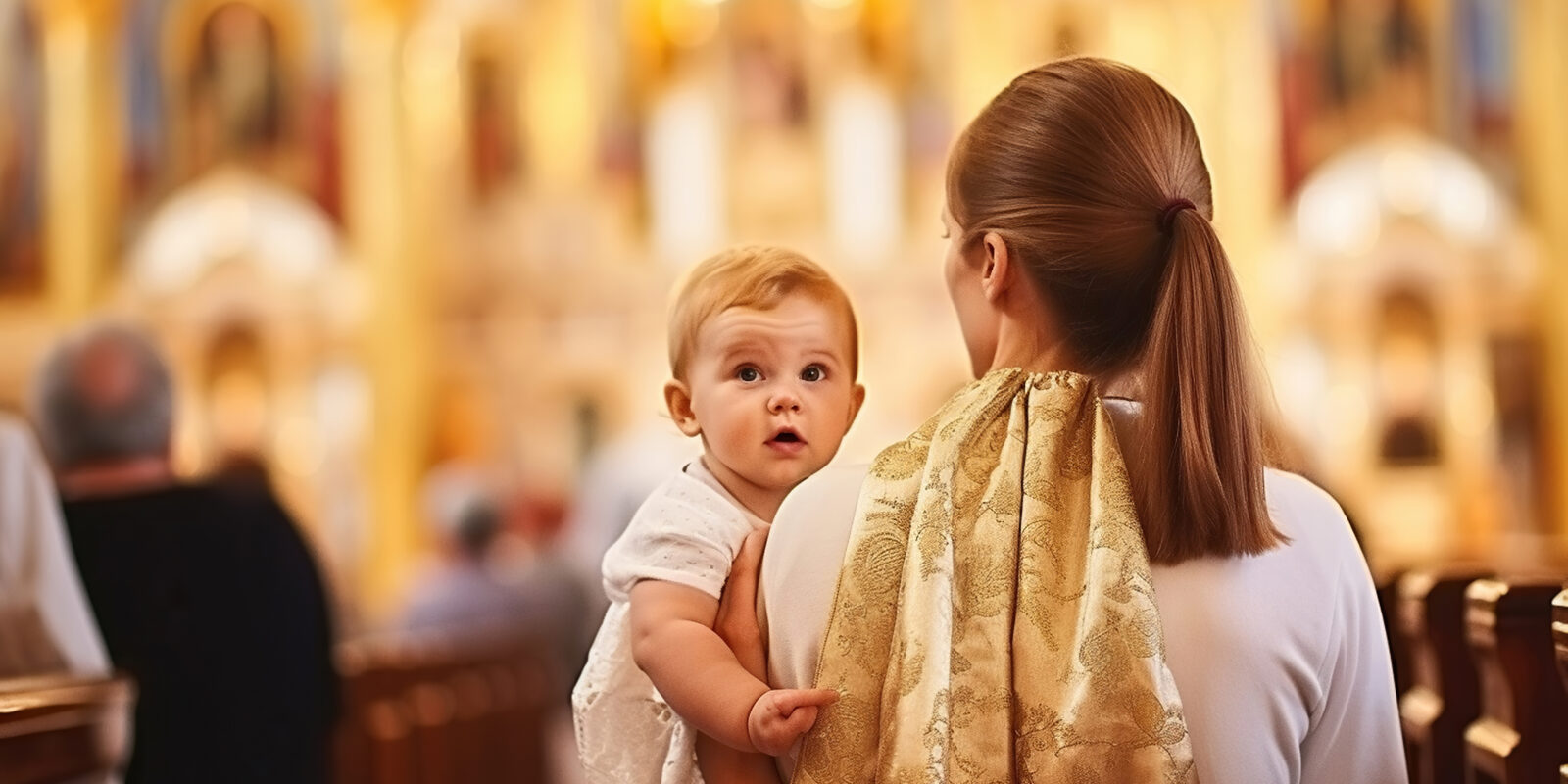 Mutter und Kind in der Kirche