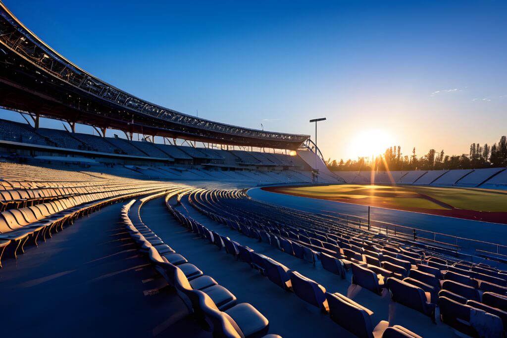 Sportstadion mit Sonne