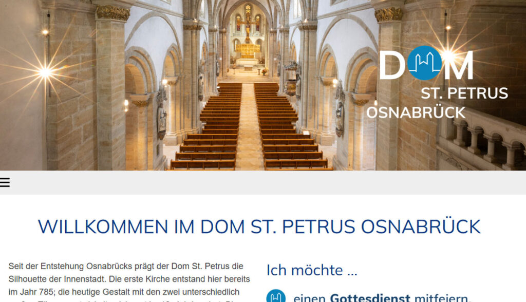 Screenshot der neuen Internetseite des Domes