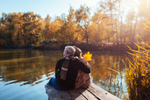 Herbst, See, Paar